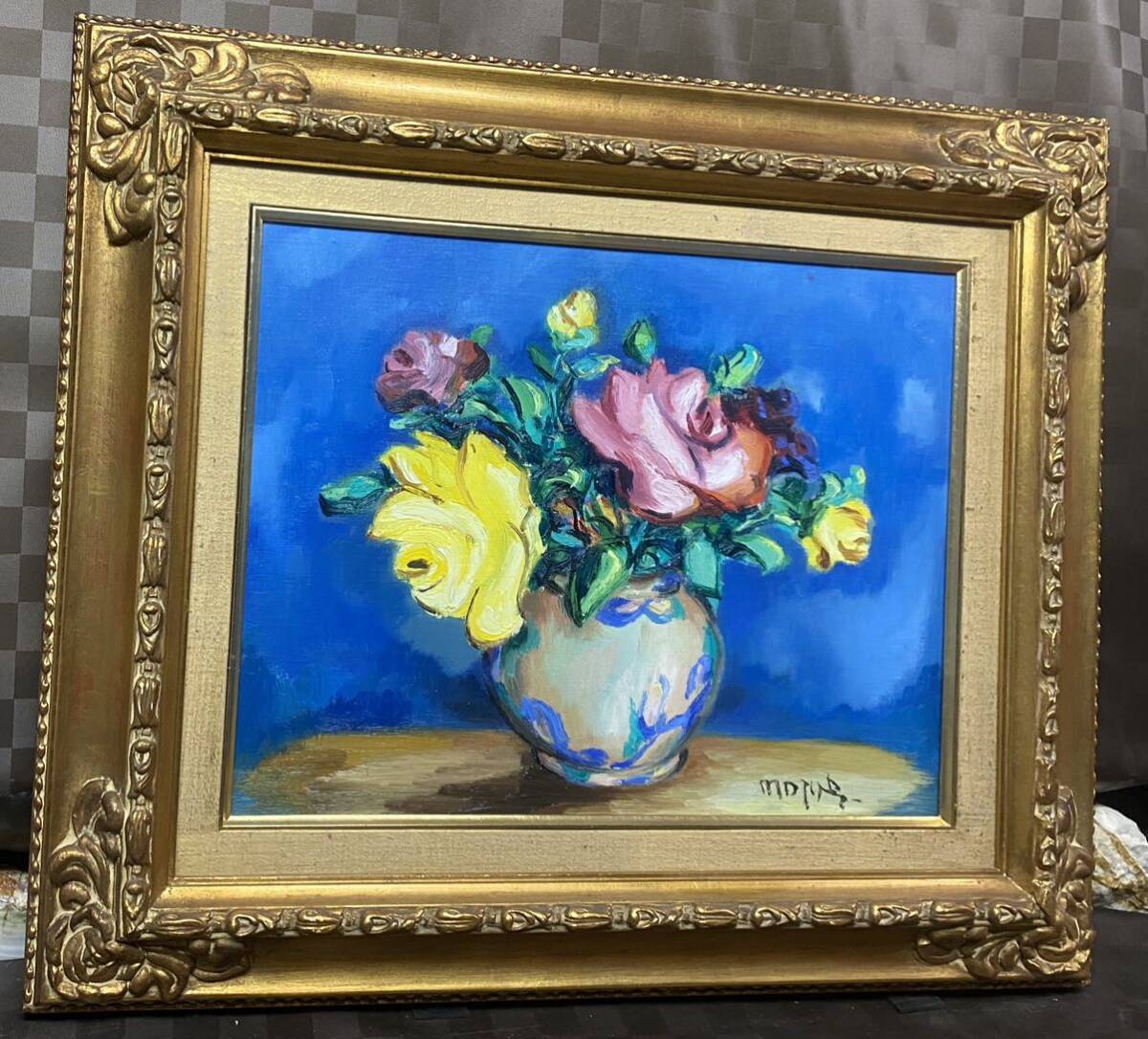 油絵 絵画額縁/抽象画/静物画/油彩画/油絵/風景画/額装/原画 Yahoo!オークション - 真作 油彩画 油絵 作者不明 薔薇 バラ