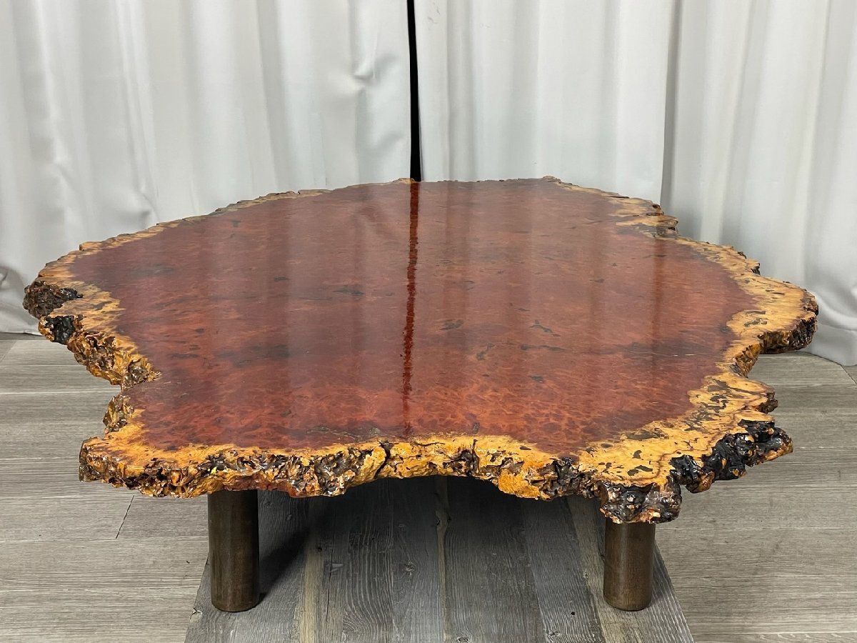 GY63 chinese quince one sheets board kelp sphere .... low table / high class karaki . tree seat . desk low dining table natural tree / Kanagawa prefecture .. city 