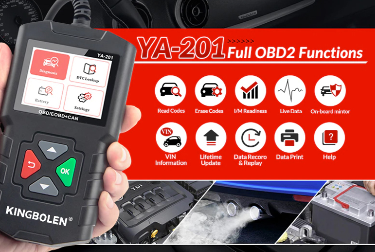 E★特価在庫処分★日本語化済み カラー表示 OBD2 診断機 Kingbolen YA-201 送料無料スキャナーバッテリーチェックも可能！限定出品の画像3