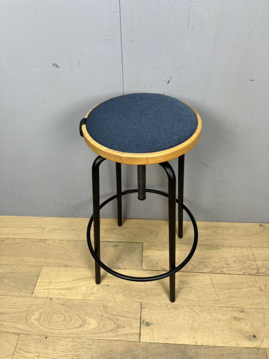 [316]　関家具　AEROⅡ HIGH STOOL　エアロ2ハイスツール　ナチュラル×ブルー　多機能チェア　①_画像1