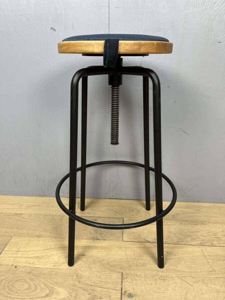 [316]　関家具　AEROⅡ HIGH STOOL　エアロ2ハイスツール　ナチュラル×ブルー　多機能チェア　①_画像5