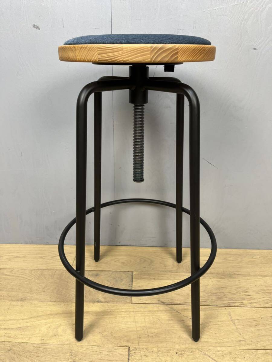 [316]　関家具　AEROⅡ HIGH STOOL　エアロ2ハイスツール　ナチュラル×ブルー　多機能チェア　④_画像3