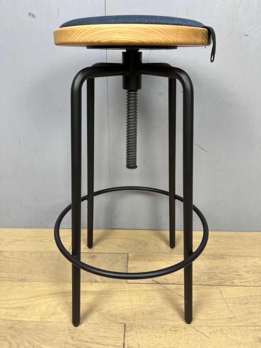 [316]　関家具　AEROⅡ HIGH STOOL　エアロ2ハイスツール　ナチュラル×ブルー　多機能チェア　④_画像4