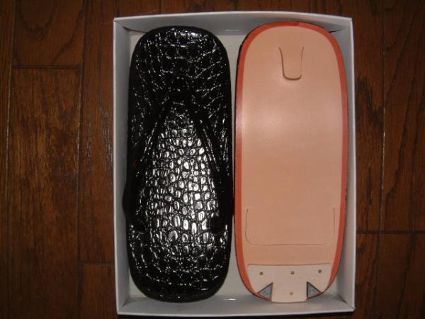  sandals setta * imitation leather crocodile * original leather bottom * black 