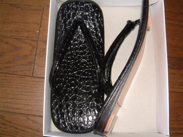  sandals setta * imitation leather crocodile * original leather bottom * black 