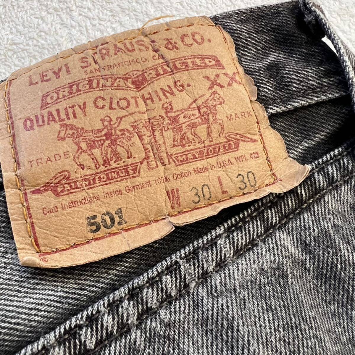 Levi's 501 USA製 W30 L30 リーバイス ブラック デニム ダメージ ジーンズ 90's グレー 米国製 アメリカ製 ヴィンテージ 黒 90年代