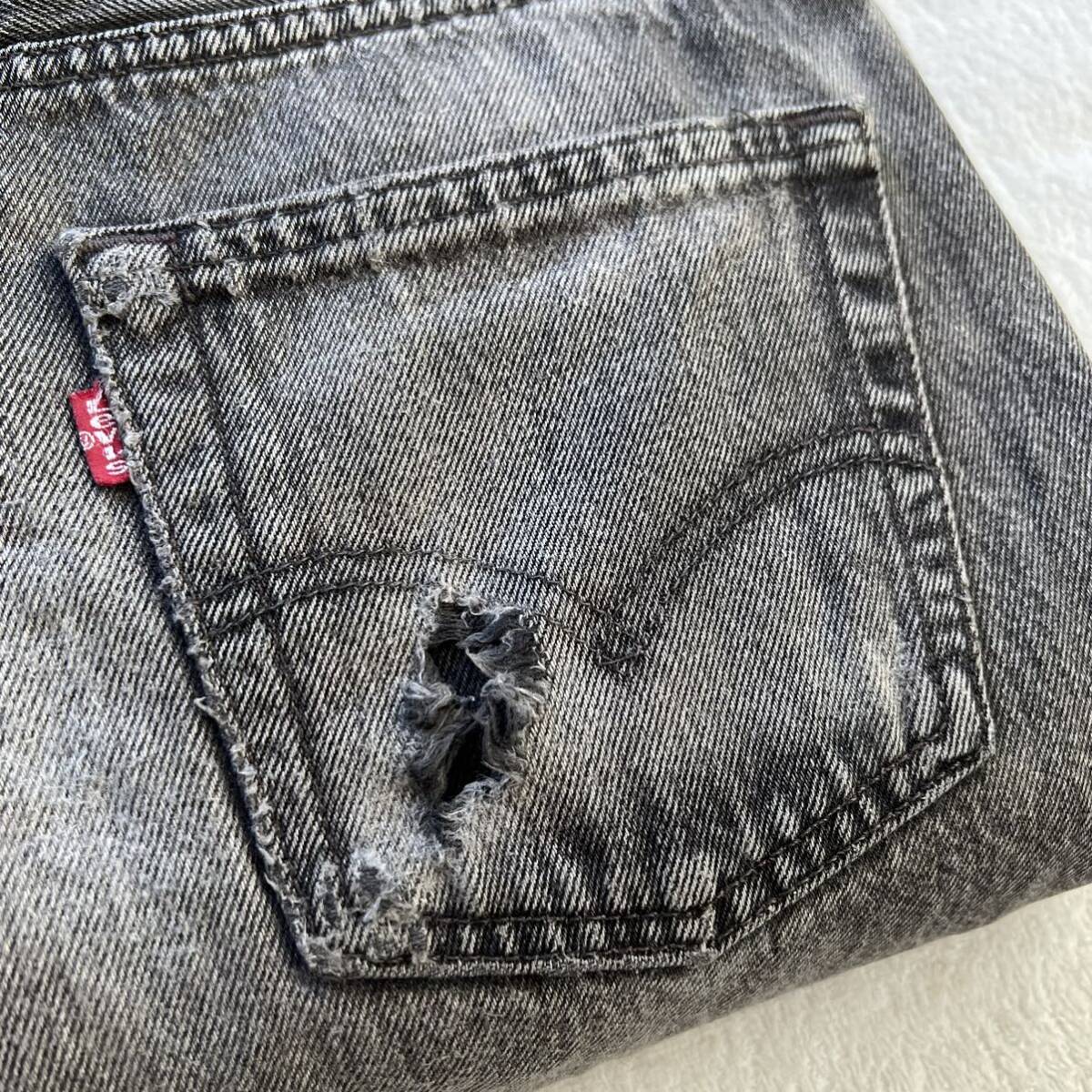 Levi's 501 USA製 W30 L30 リーバイス ブラック デニム ダメージ ジーンズ 90's グレー 米国製 アメリカ製 ヴィンテージ 黒 90年代