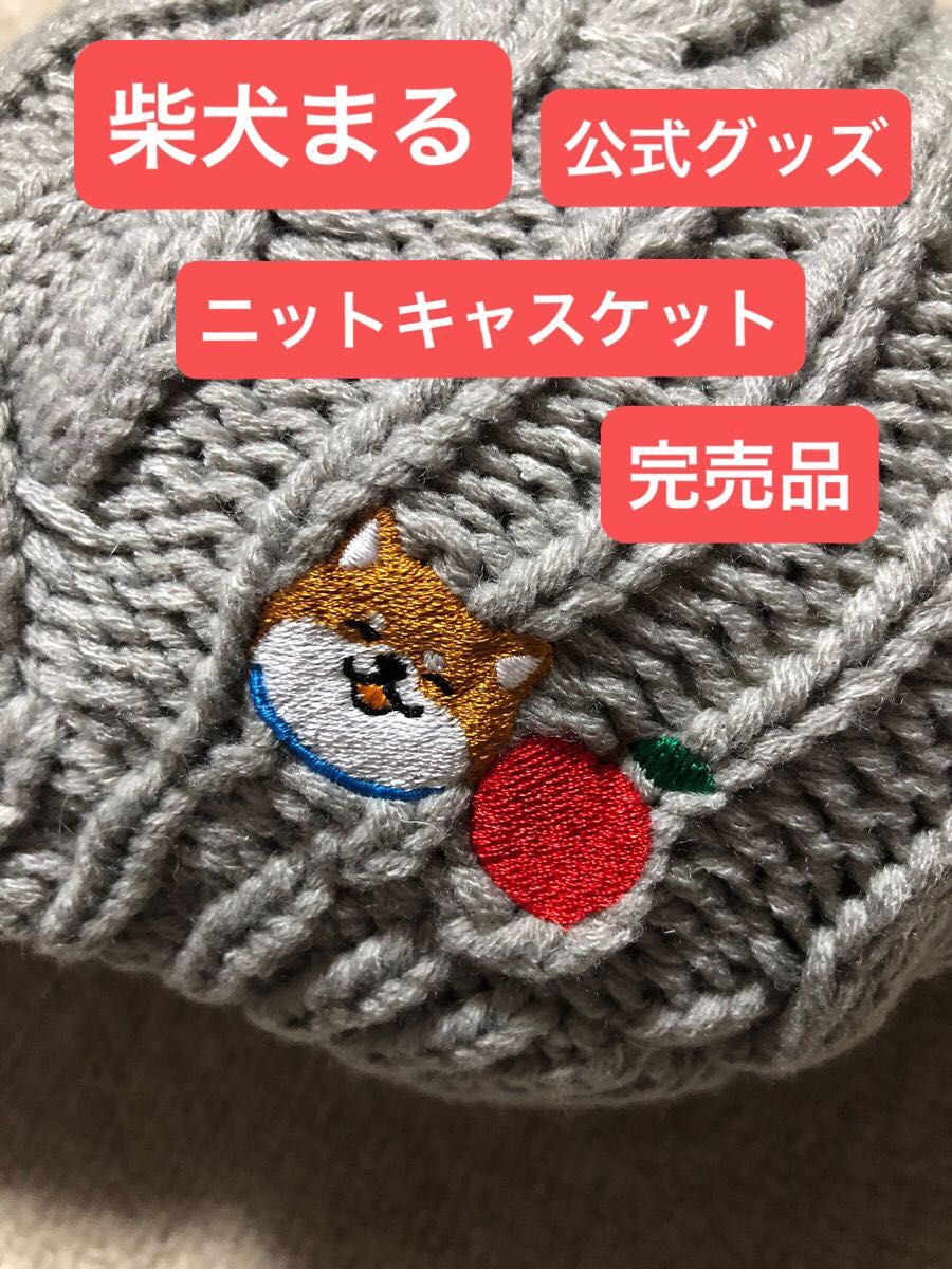 柴犬まる 公式グッズ ニットキャスケット ニット帽 キャップ 帽子 完売 新品 犬 刺繍 秋田犬 防寒 散歩 ウォーキング 