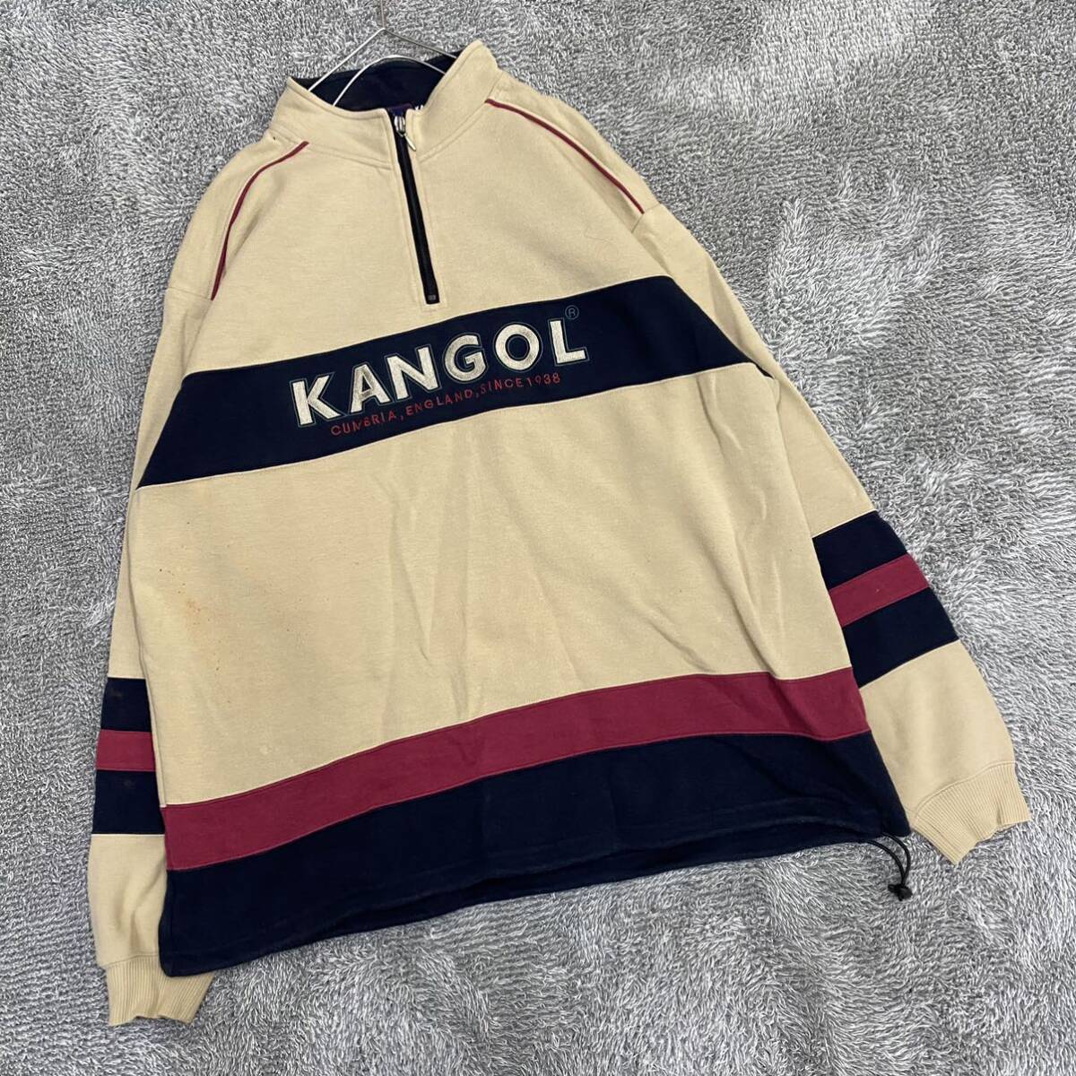 KANGOL カンゴール スウェット トレーナー ハーフジップ サイズLL ブラウン 茶色 メンズ トップス 最落なし （F17）_画像1