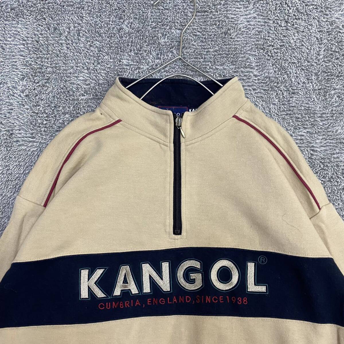 KANGOL カンゴール スウェット トレーナー ハーフジップ サイズLL ブラウン 茶色 メンズ トップス 最落なし （F17）_画像3