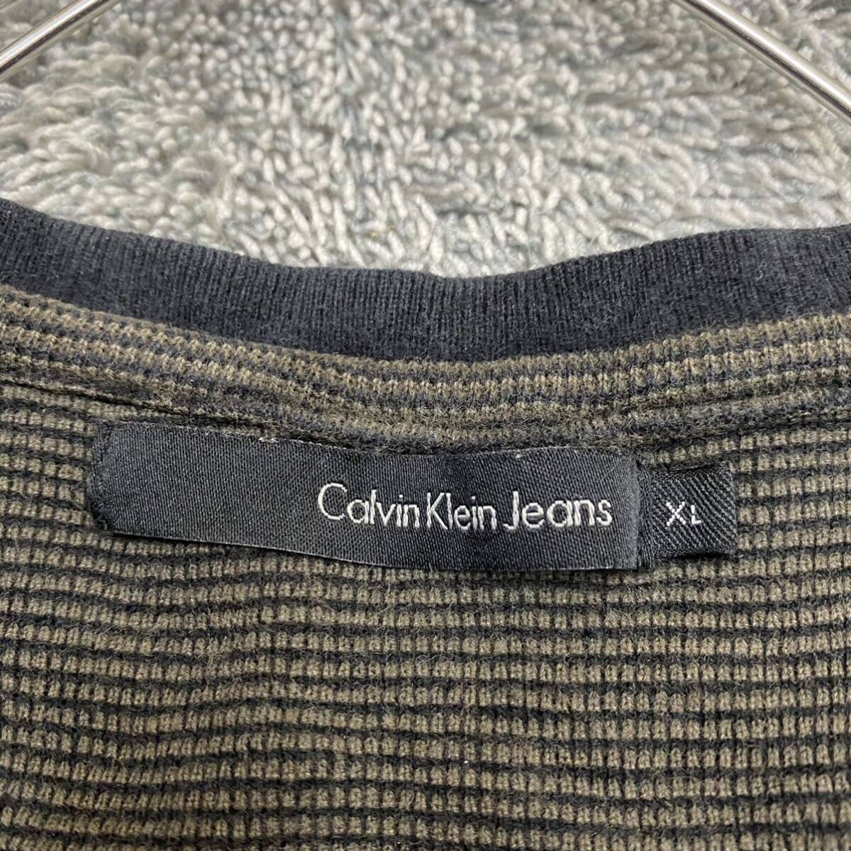 Calvin Klein Jeans カルバンクラインジーンズ 長袖Tシャツ 長袖カットソー ロンT Vネック サイズXL メンズ トップス 最落なし （I17）の画像6