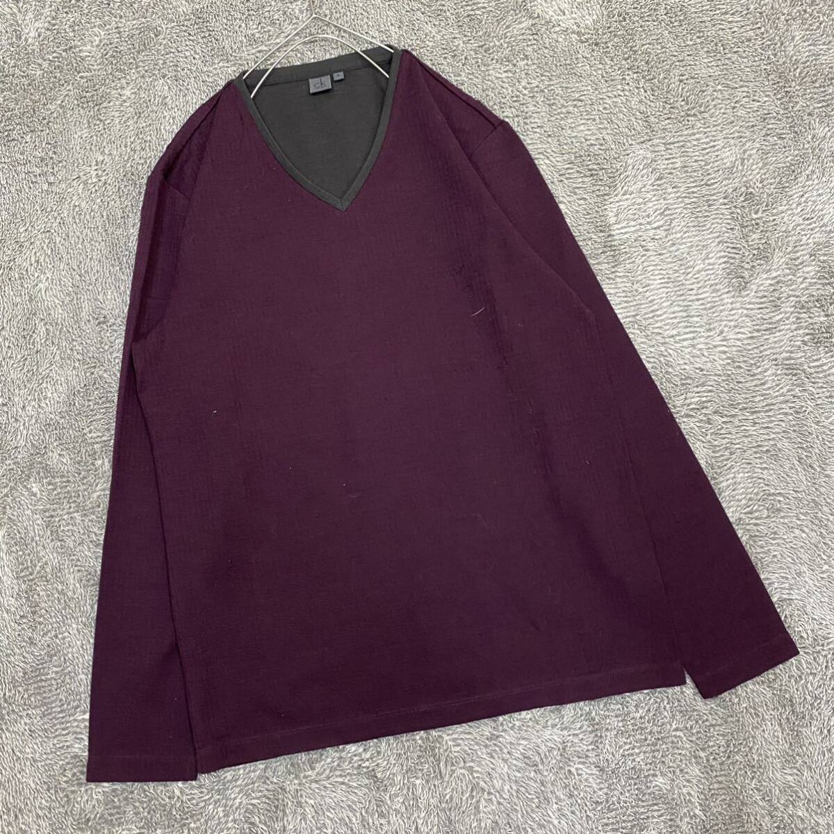 Calvin Klein Calvin Line с длинным рукавом T -Fork с длинным рукавом Cut Soron T V Sear Size M Bordeaux Красные мужчины Слип (i17)