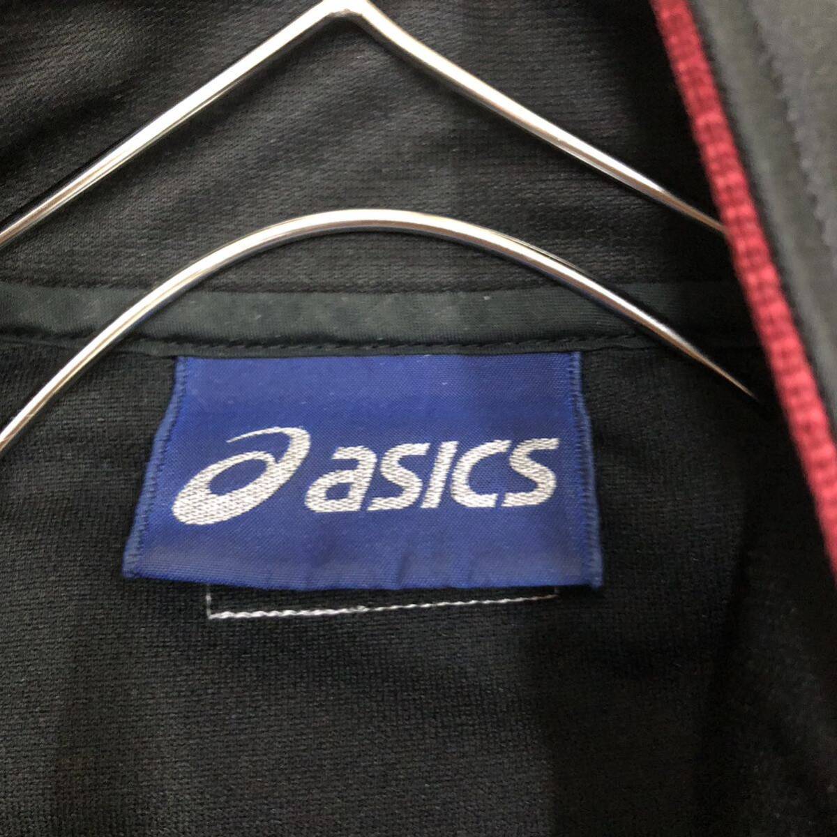 asics アシックス トラックジャケット スポーツジャージ サイズM ブラック 黒 ラグランスリーブ メンズ トップス 最落なし （O17）の画像6