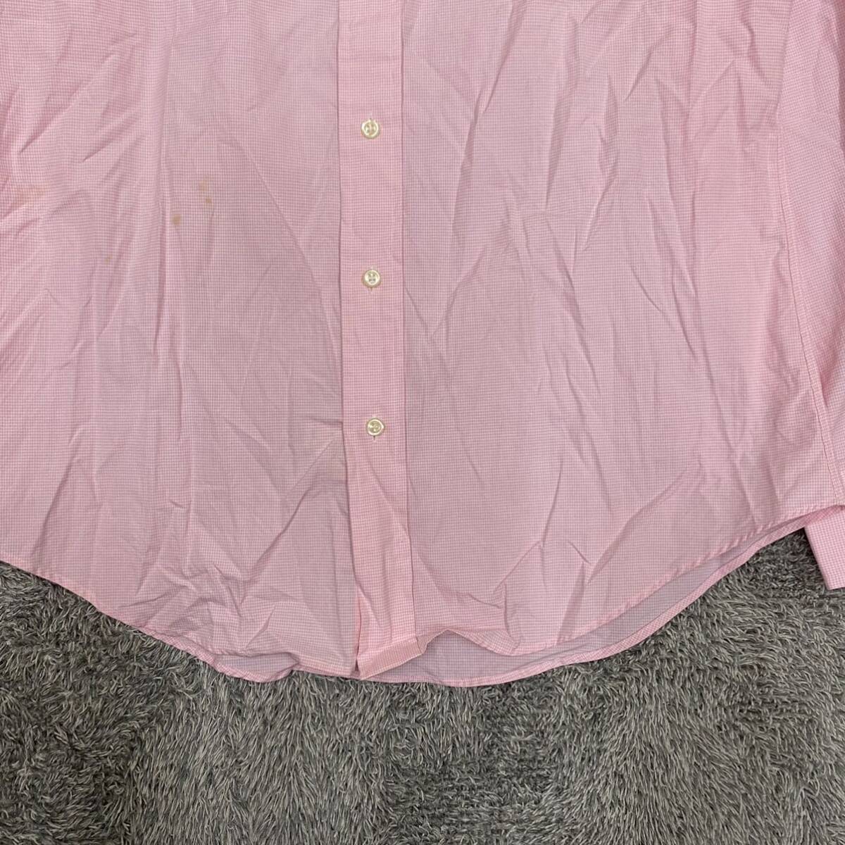POLO RALPH LAUREN ラルフローレン 長袖シャツ チェックシャツ サイズL ピンク メンズ トップス 最落なし （Q17）_画像4