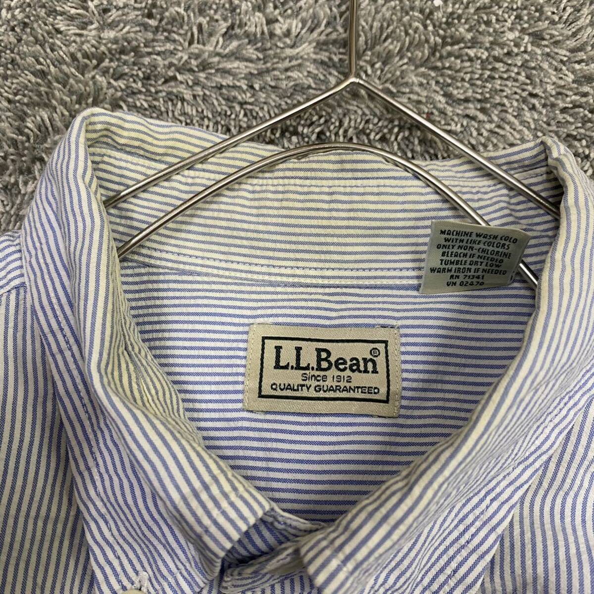 L.L.Bean エルエルビーン 長袖シャツ ストライプシャツ サイズL ブルー 青 メンズ トップス 最落なし （R17）の画像7