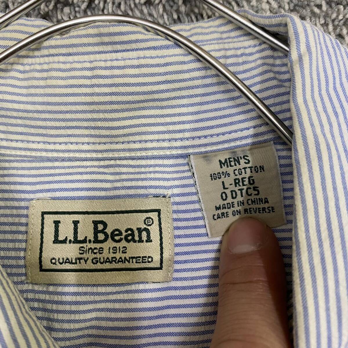 L.L.Bean エルエルビーン 長袖シャツ ストライプシャツ サイズL ブルー 青 メンズ トップス 最落なし （R17）の画像6