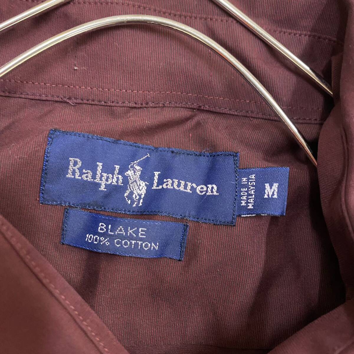 RALPH LAUREN ラルフローレン BLAKE 長袖シャツ サイズM ボルドー レッド 赤 メンズ トップス 最落なし （R17）の画像6