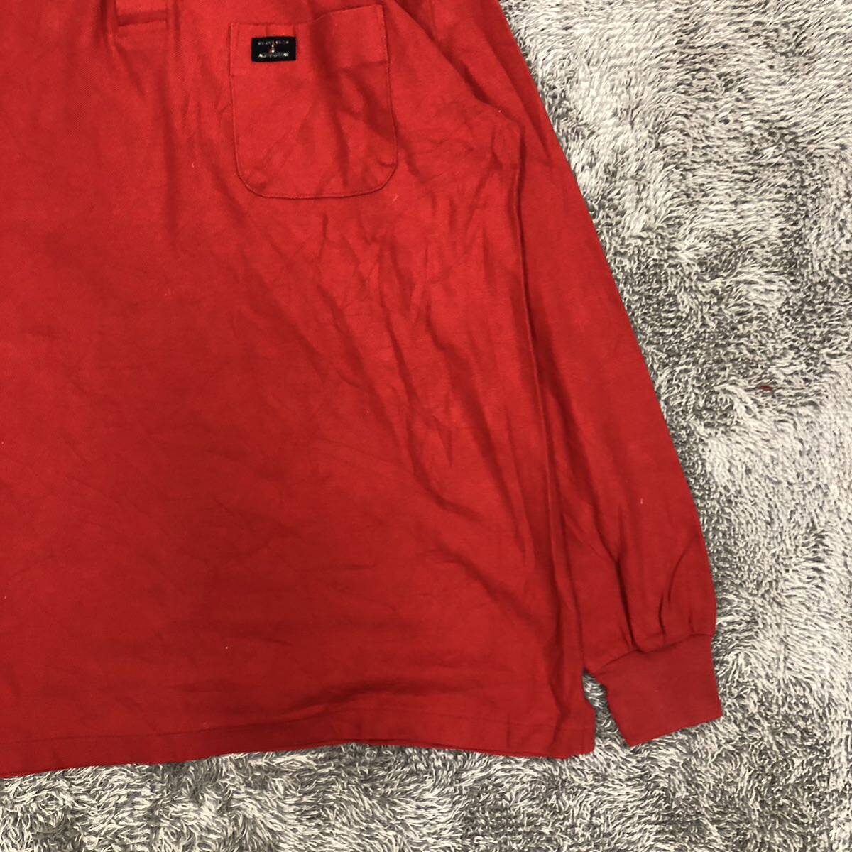 Munsingwear Munsingwear wear polo-shirt with long sleeves size MA deer . deer. . red red one Point plain men's tops there is no highest bid (V17)