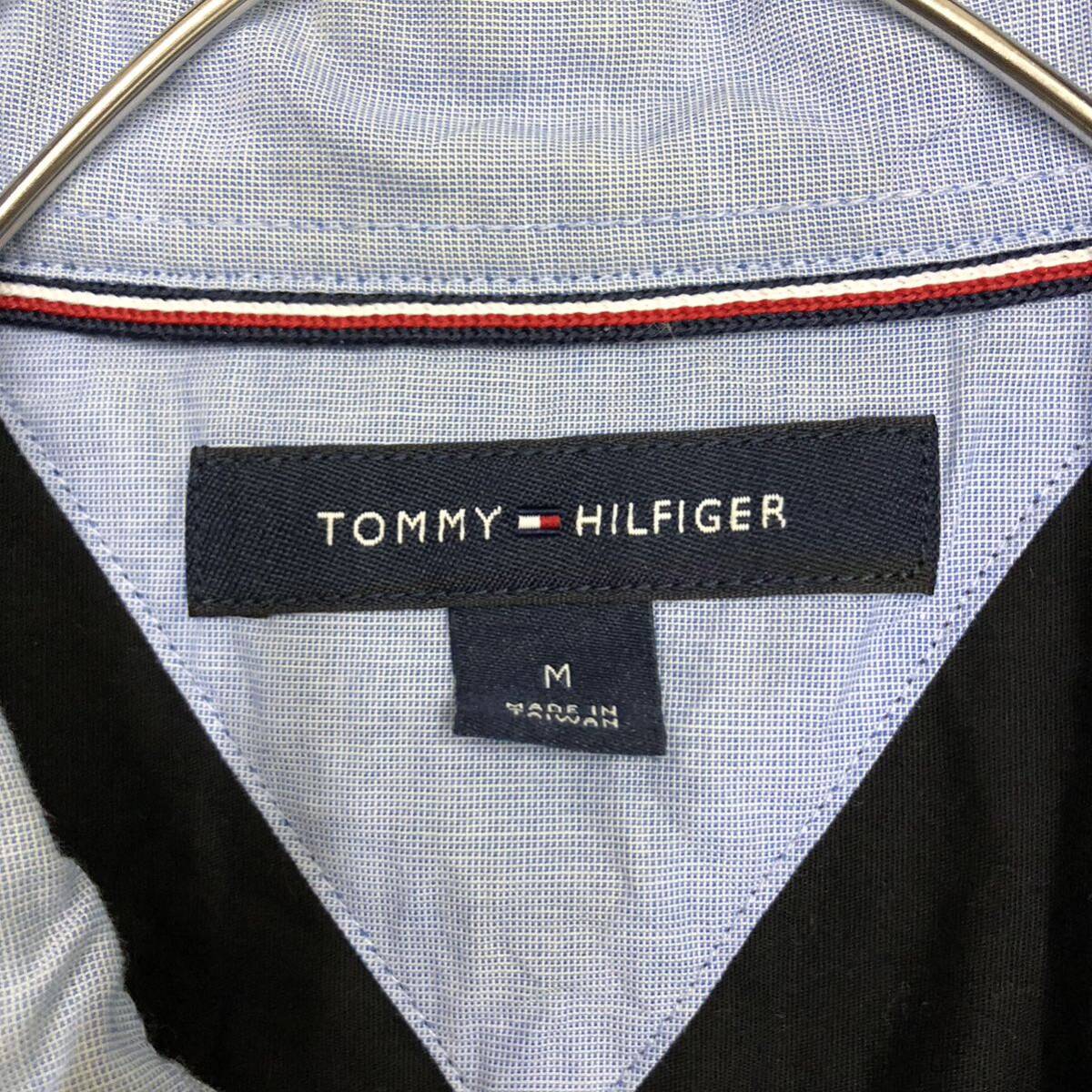 Tommy Hilfiger トミーヒルフィガー 長袖シャツ カジュアル サイズM ブラック 黒 コットン 無地 刺繍 メンズ トップス 最落なし （Z17）の画像6