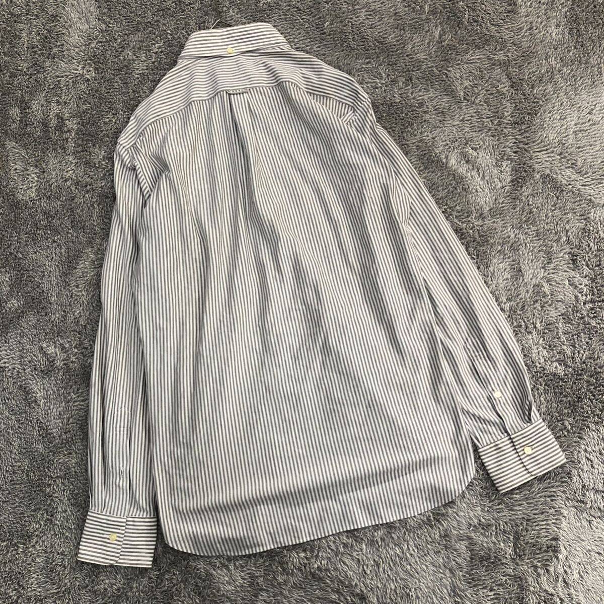 J.PRESSジェイプレス ボタンダウンシャツ サイズL 長袖シャツ ポリコットン ストライプ 薄手 ポケット メンズ トップス 最落なし （B18）の画像2