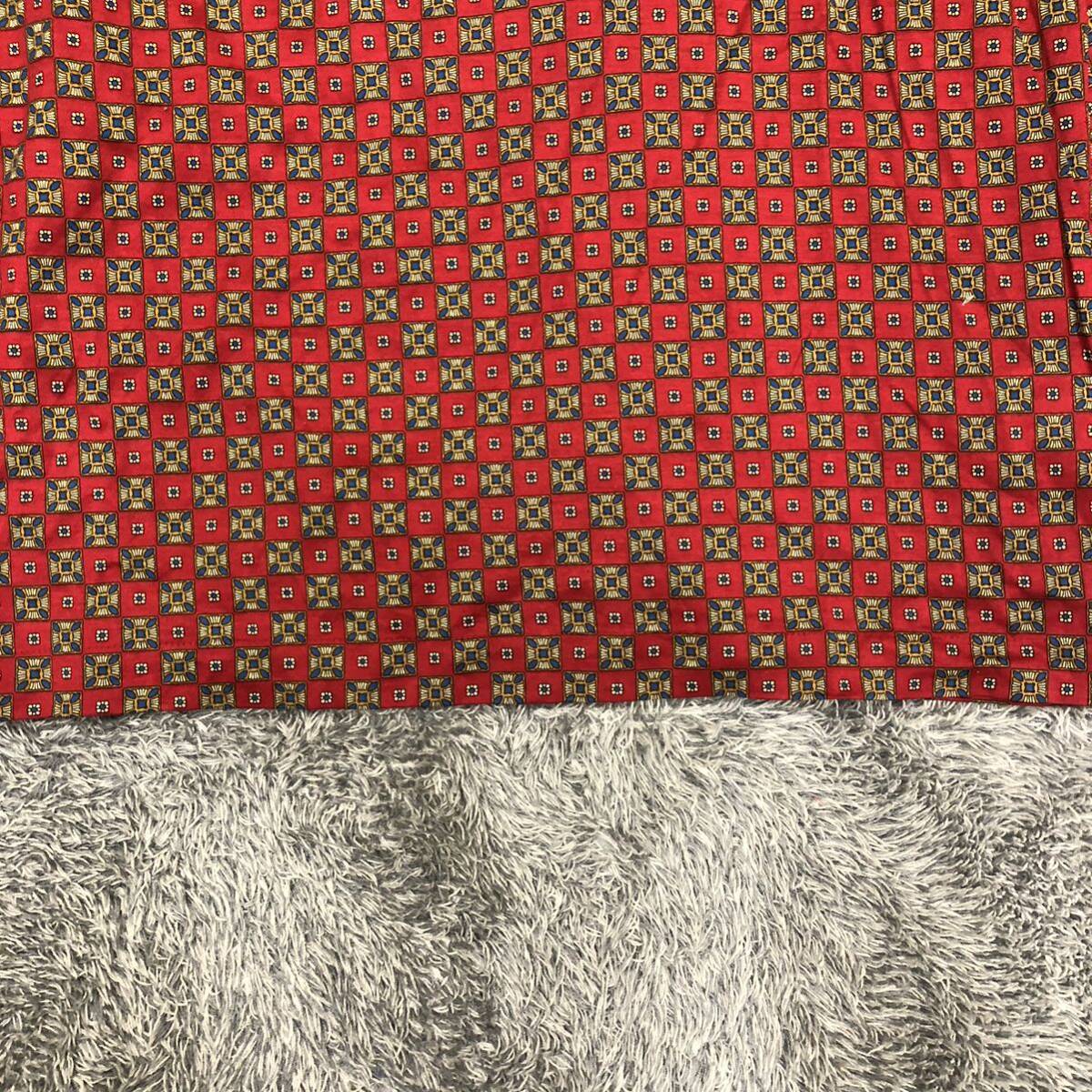 Christian Dior クリスチャンディオール 長袖ポロシャツ イタリア製 サイズS 総柄 コットン レッド 赤 メンズ トップス 最落なし （C18）_画像4