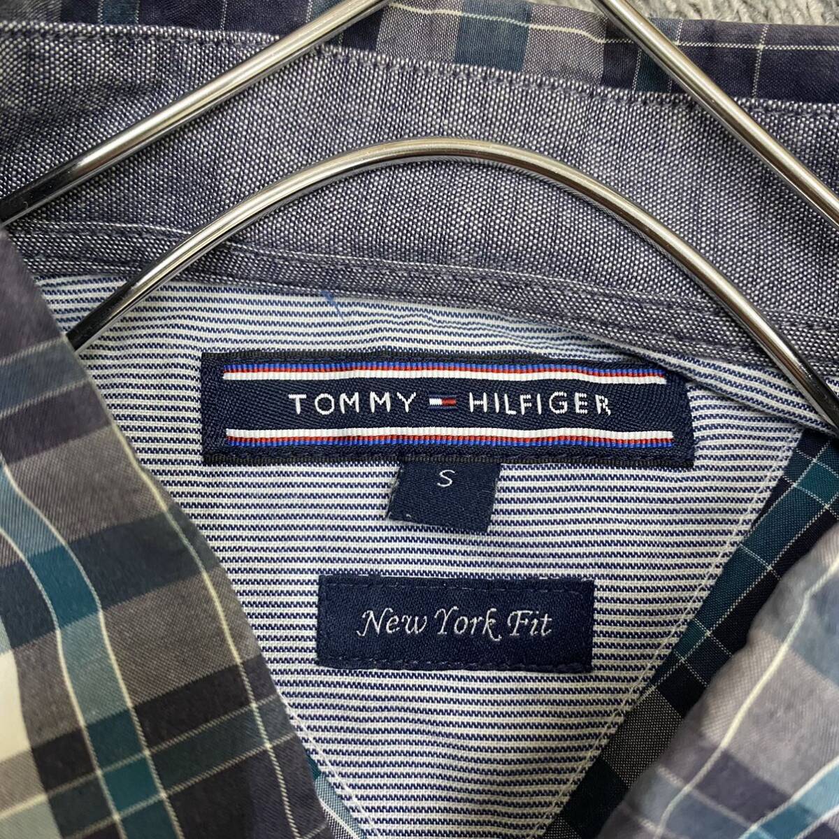 TOMMYHILFIGER トミーヒルフィガー 長袖シャツ チェックシャツ ボタンダウン サイズS ブルー 青 メンズ トップス 最落なし （F18）_画像6