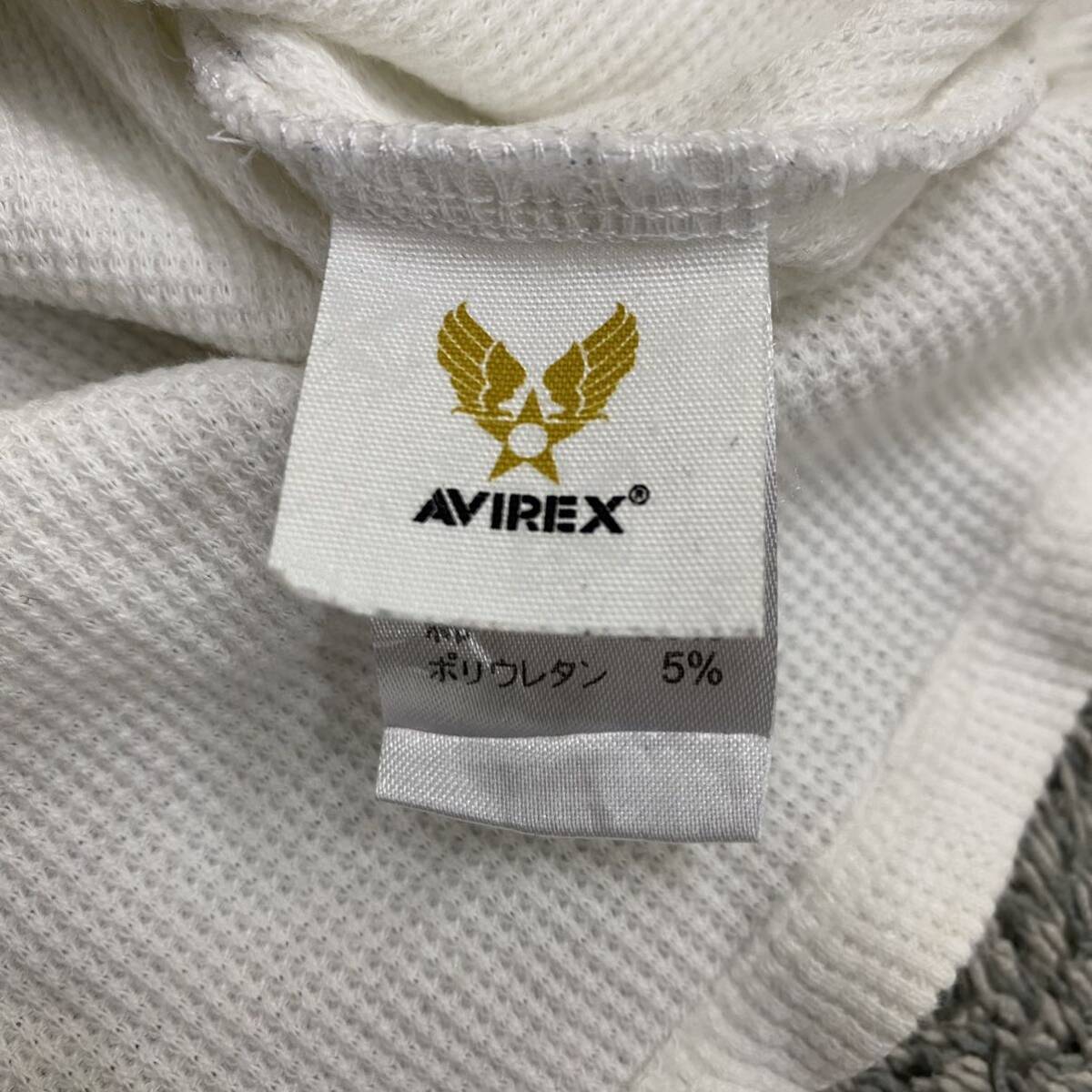 AVIREX アヴィレックス 長袖Tシャツ 長袖カットソー ロンT サーマル サイズL ホワイト 白 メンズ トップス 最落なし （J18）_画像7