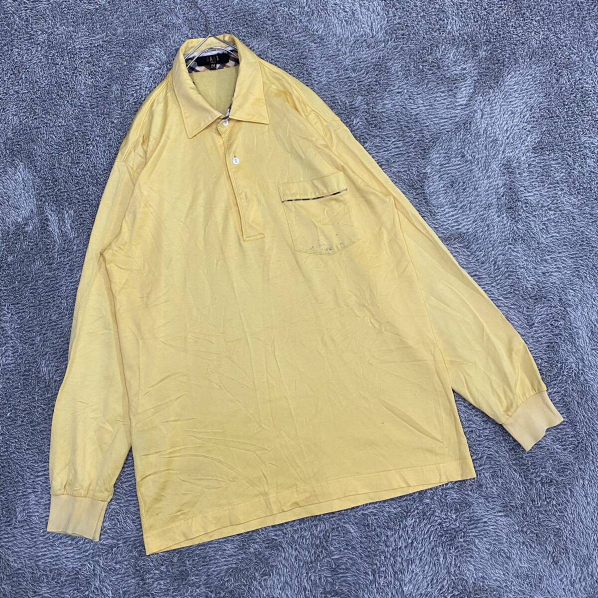 DAKS ダックス 長袖シャツ 長袖ポロシャツ サイズM イエロー 黄色 メンズ トップス 最落なし （J18）の画像1