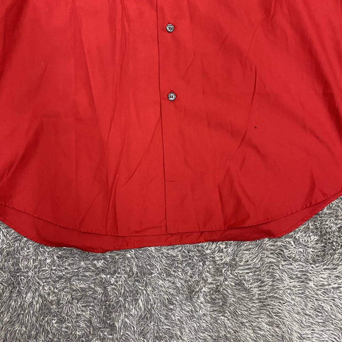 VINTAGE ヴィンテージ 長袖シャツ オープンカラー サイズFree フリーサイズ レッド 赤 メンズ トップス 最落なし （J18）の画像4