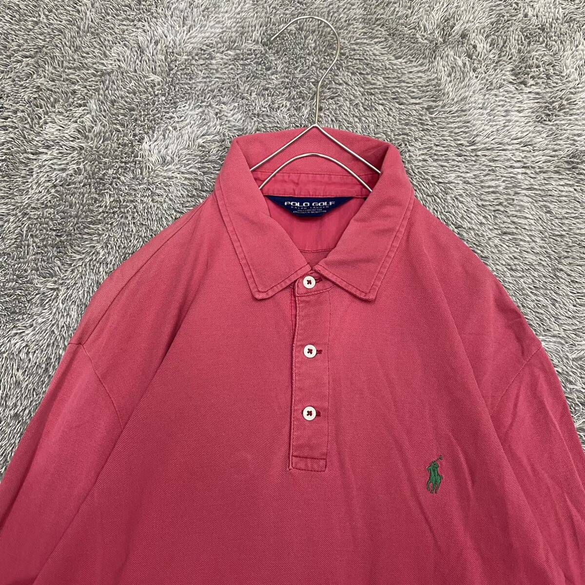 POLO GOLF ポロゴルフ RALPH LAUREN ラルフローレン 長袖シャツ 長袖ポロシャツ サイズL ピンク メンズ トップス 最落なし （L18）_画像3