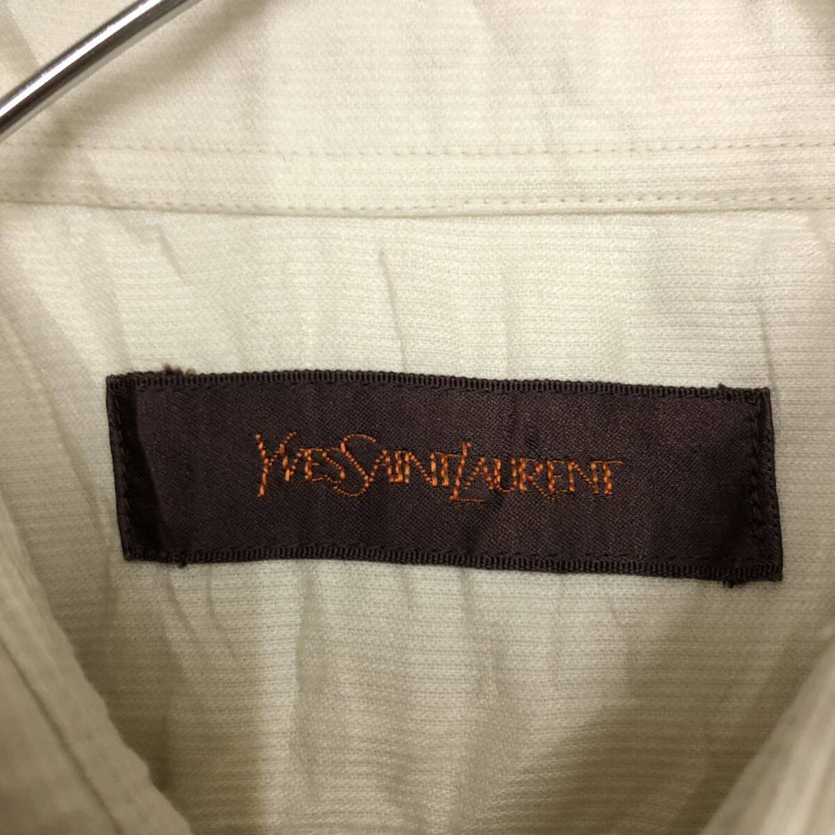 Yves Saint Laurent イヴサンローラン ドレスシャツ 長袖シャツ サイズL ポロシャツタイプ ハーフボタン メンズ トップス 最落なし （M18）の画像6
