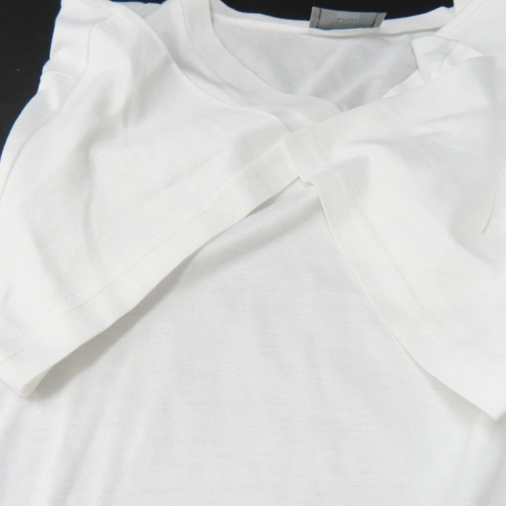 78533Christian Dior クリスチャンディオール 新品同様美品 Vネック トップス ビー 蜂 刺繍 XS 半袖Ｔシャツ コットン ホワイト メンズ_画像4