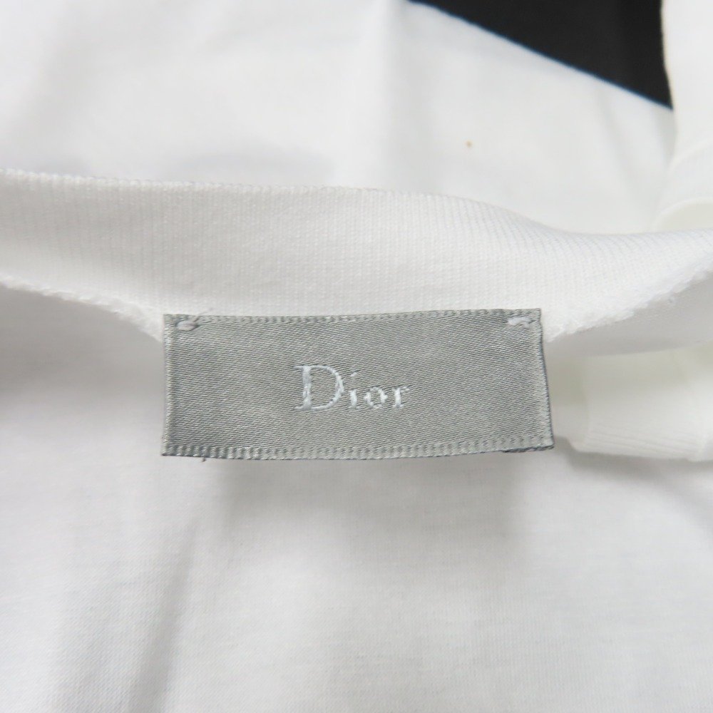 78533Christian Dior クリスチャンディオール 新品同様美品 Vネック トップス ビー 蜂 刺繍 XS 半袖Ｔシャツ コットン ホワイト メンズ_画像8