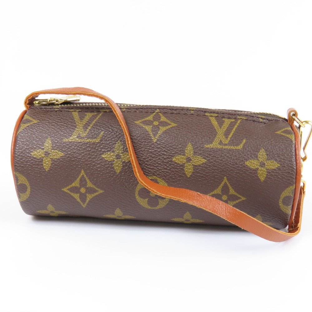 78194LOUIS VUITTON ルイヴィトン 新品同様美品 パピヨン付属 バッグ付属 ヴィンテージ 小物入れ モノグラム ポーチ PVC ブラウン