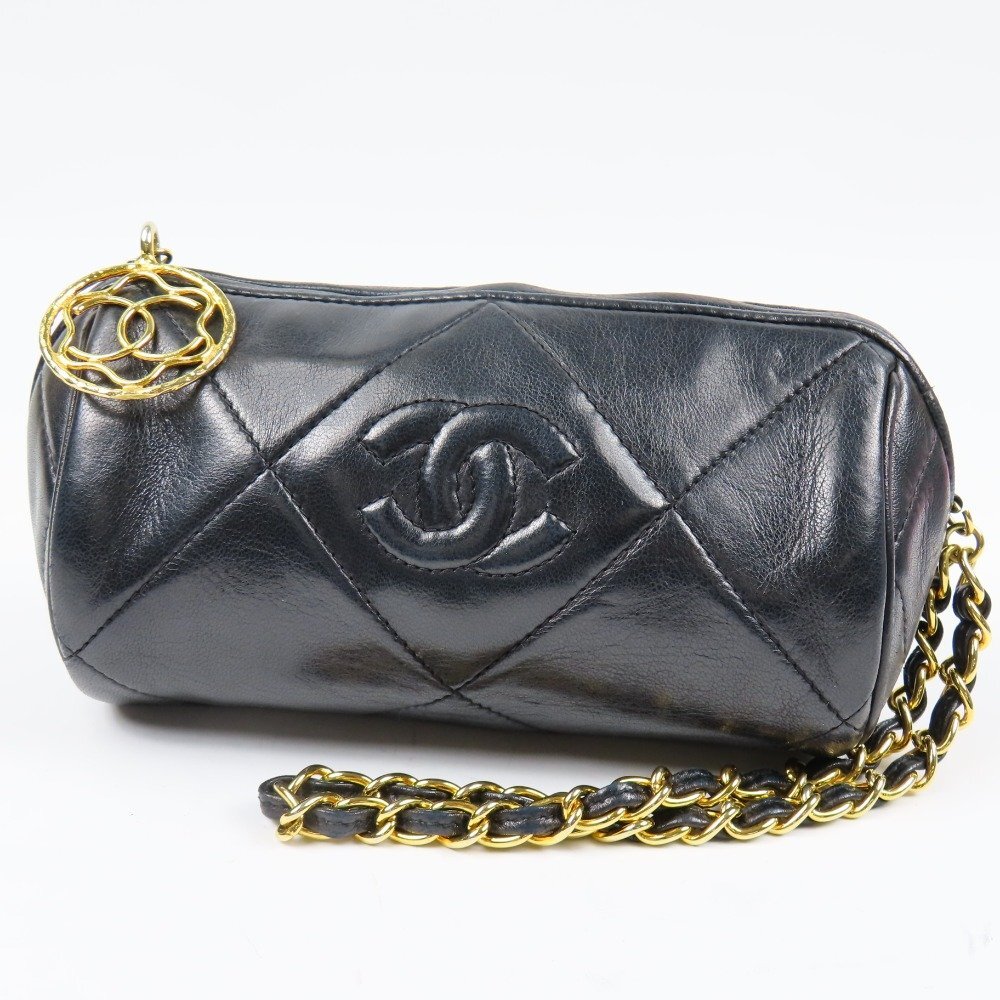 40297★1円スタート★CHANEL シャネル 極美品 マトラッセ チェーンハンドバッグ ココマーク ヴィンテージ クラッチバッグ ラムスキン_画像1