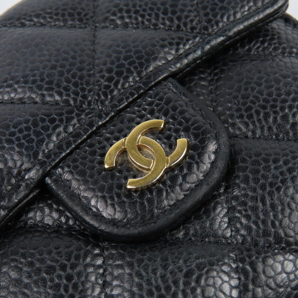 40558★1円スタート★CHANEL シャネル 極美品 マトラッセ ココマーク ミニウォレット 二つ折り財布 キャビアスキン ブラック_画像5