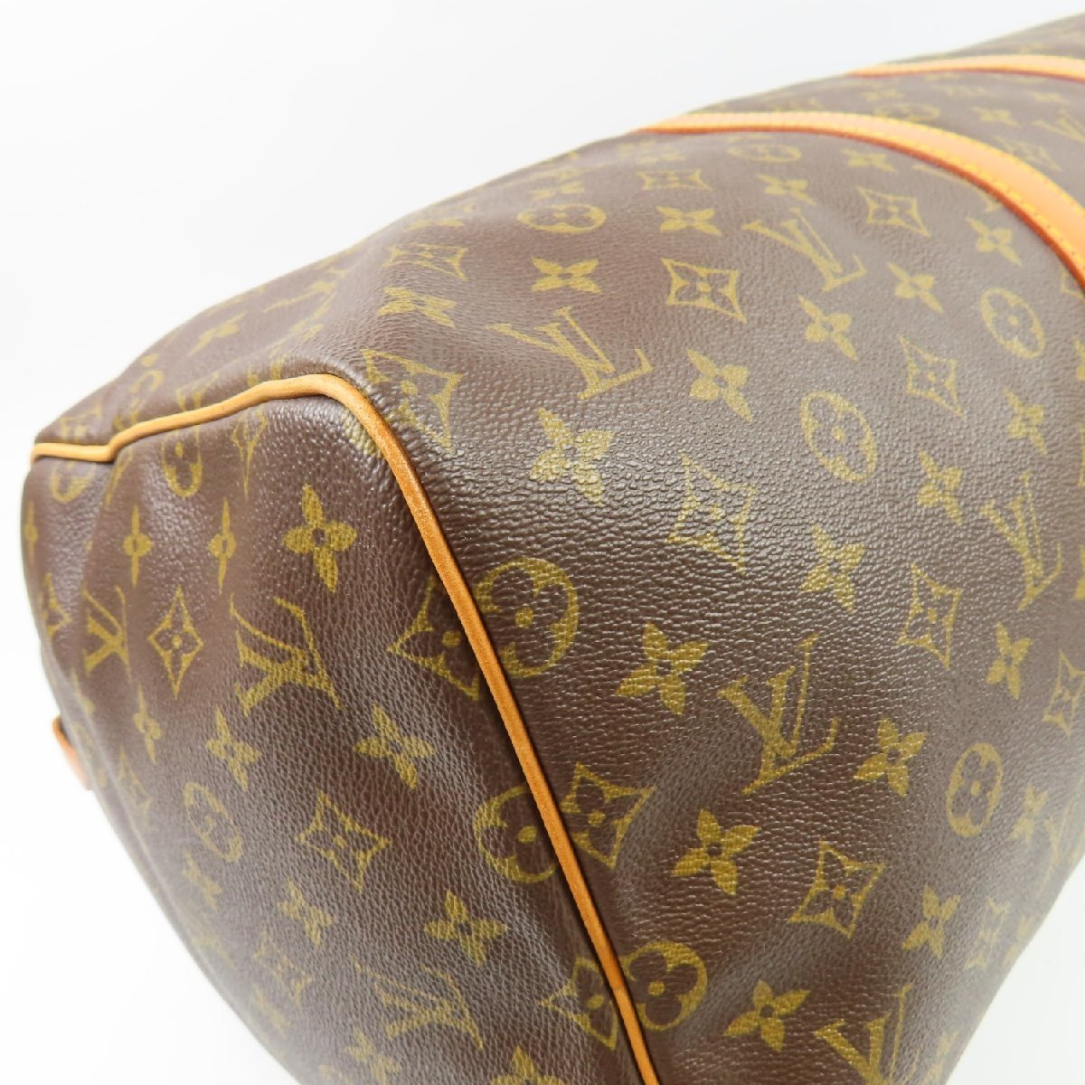 79437LOUIS VUITTON ルイヴィトン 中極美品 キーポル55 トラベル 旅行鞄 ヴィンテージ モノグラム ボストンバッグ PVC ヌメ革 ブラウン_画像4