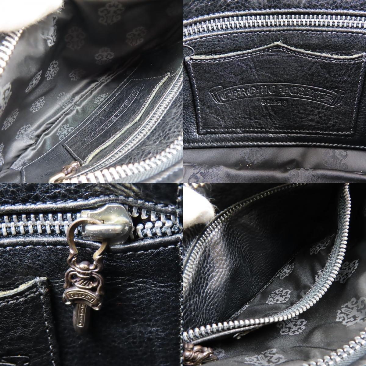 40036★1円スタート★CHROME HEARTS クロムハーツ 中美品 クラッチバッグ ダガー セカンドバッグ レザー ブラック_画像10