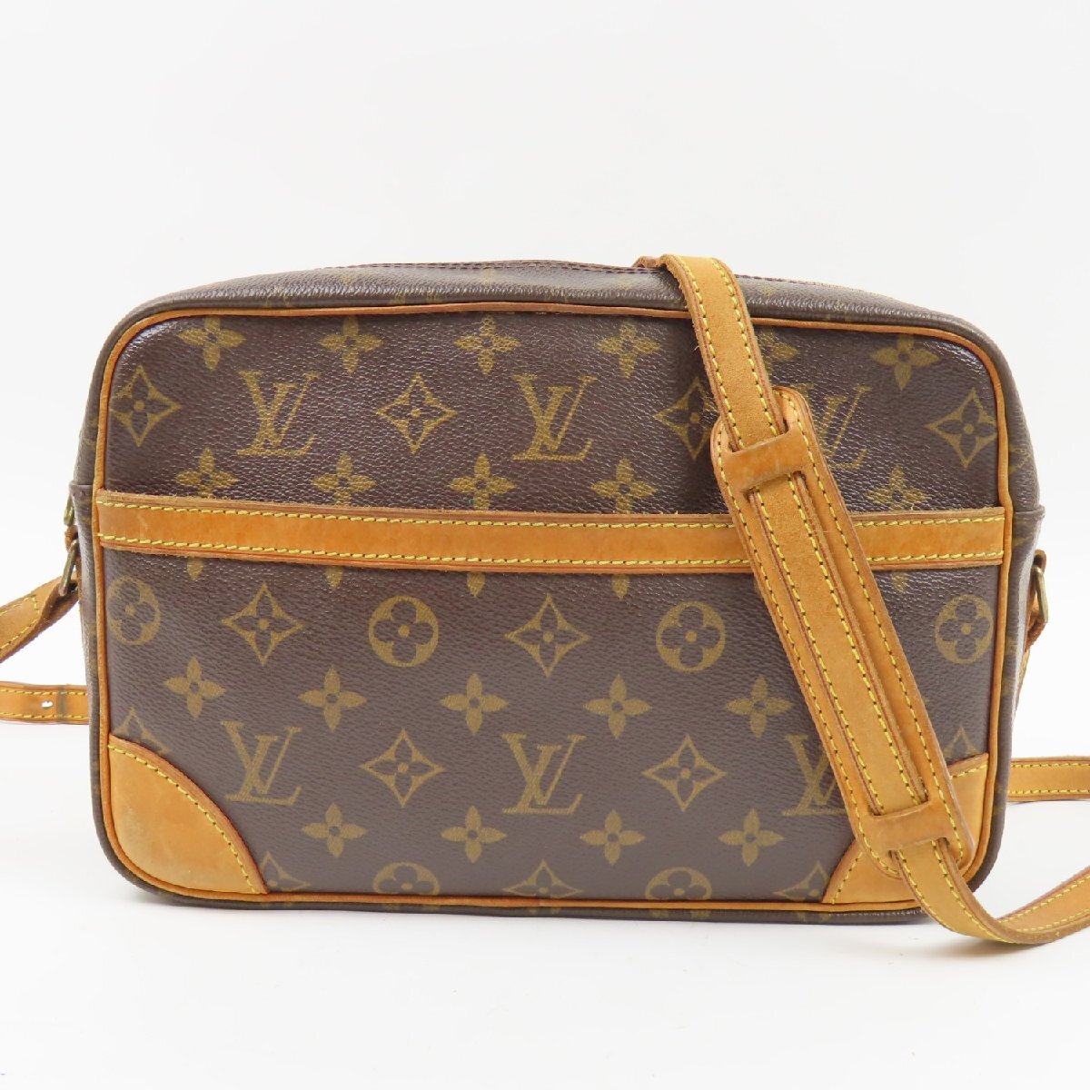 79123LOUIS VUITTON ルイヴィトン 中極美品トロカデロ27 斜め掛けOK ヴィンテージ ベタ無し モノグラム ショルダーバッグ ヌメ革 ブラウン