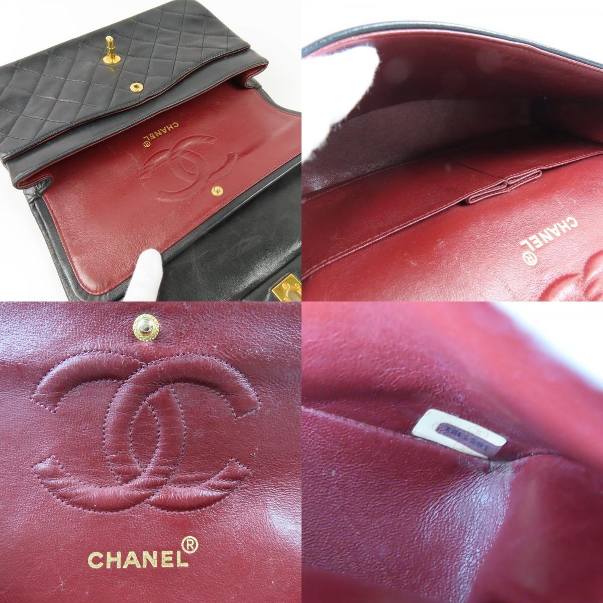 40317★1円スタート★CHANEL シャネル 外極美品 マトラッセ Wフラップ25 チェーンショルダーバッグ ターンロック ココマーク ラムスキン_画像10