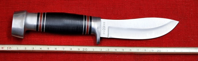 No.RH-50 REMINGTON Hunting Knife.レザーワッシャーハンドル・全長:22.5cm 革ケース付・Madse in Italyの画像4