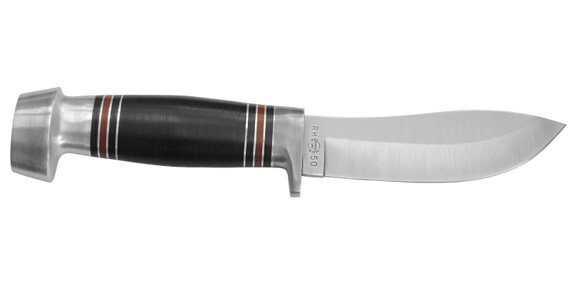 No.RH-50 REMINGTON Hunting Knife.レザーワッシャーハンドル・全長:22.5cm 革ケース付・Madse in Italyの画像6