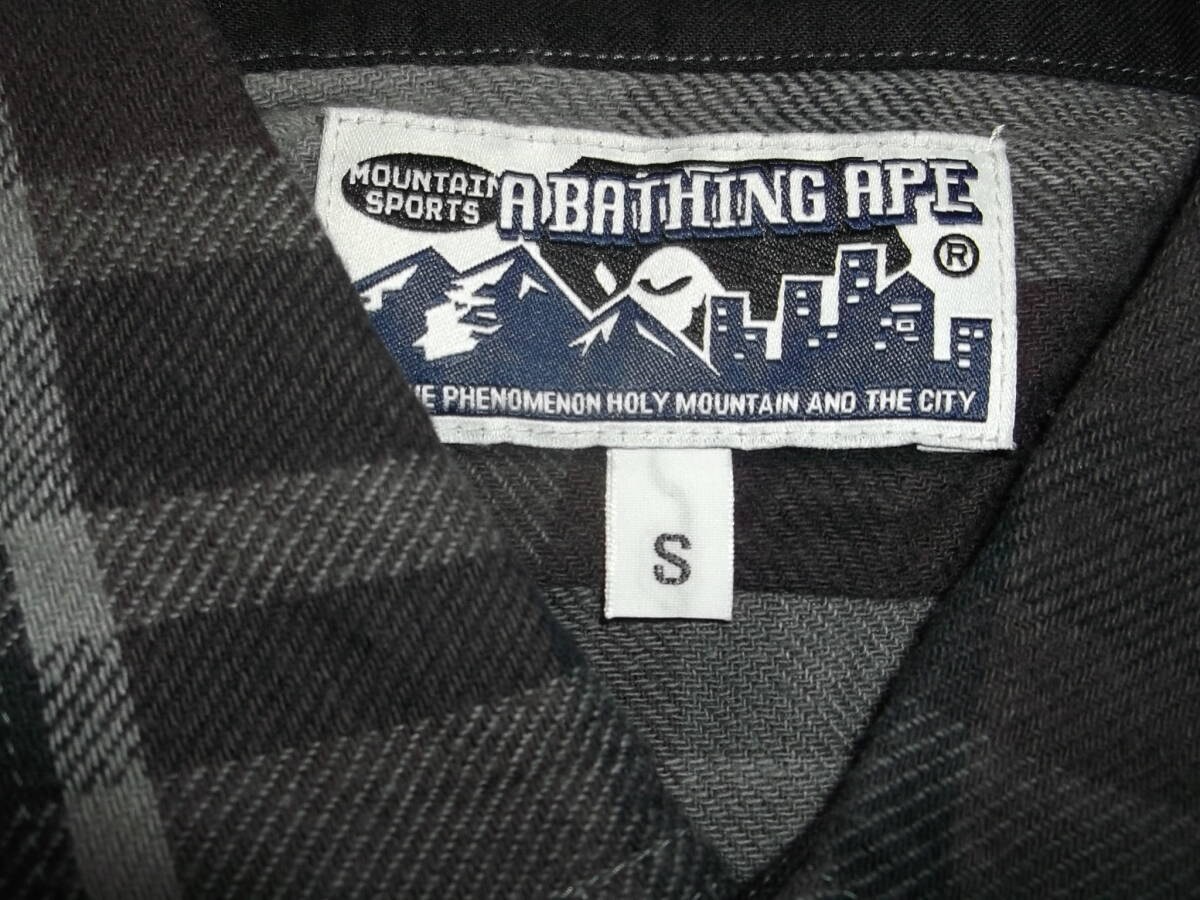 新品 A BATHING APE アベイシングエイプ 長袖シャツ ブラックチェック S 黒 BAPE エイプ 未使用 袋付き_画像5