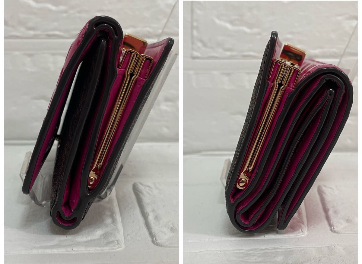 美品】MICHAEL KORS 三つ折りがま口財布 シグネチャー 希少 美品】MICHAEL KORS 三つ折りがま口財布 シグネチャー 希少