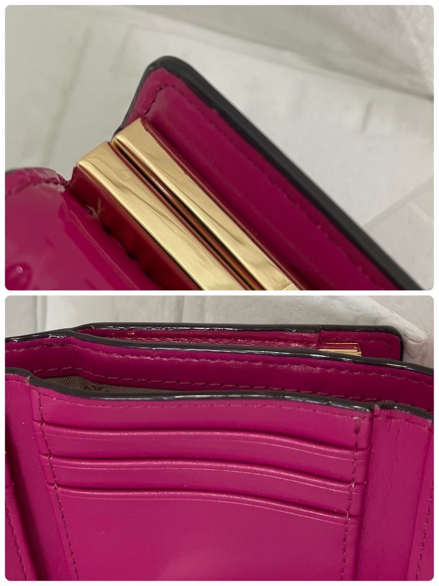 美品】MICHAEL KORS 三つ折りがま口財布 シグネチャー 希少 美品】MICHAEL KORS 三つ折りがま口財布 シグネチャー 希少