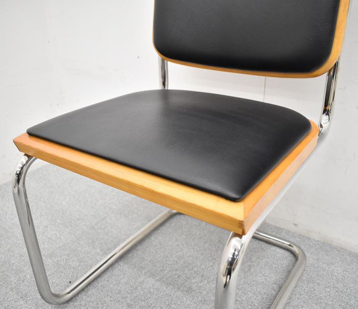 【中古】 KNOLL チェスカチェア マルセルブロイヤー ブラック ビニールレザー張り ミッドセンチュリー バウハウス ビンテージ品 2023050901の画像6