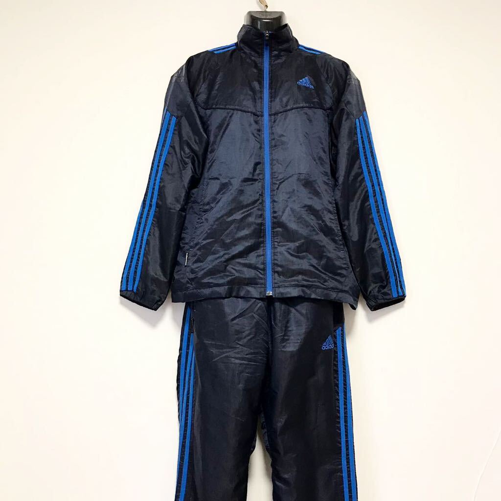 adidas/アディダス☆ウインドブレーカー☆セットアップ/上下セット☆裏地メッシュ/ジャージ/紺×青/M_画像2