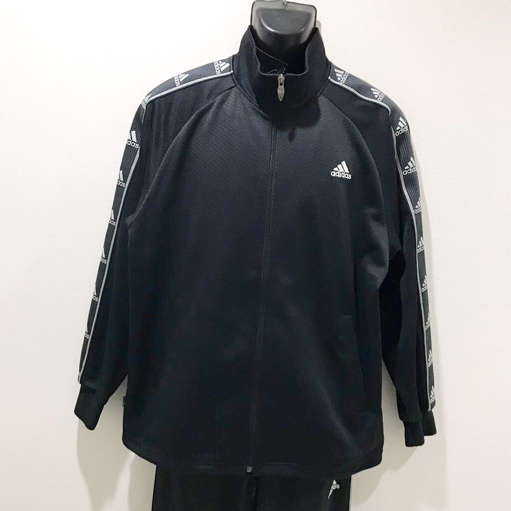 美品☆adidas/アディダス☆セットアップジャージ/上下セット☆サイドロゴ☆ブラック/L_画像3