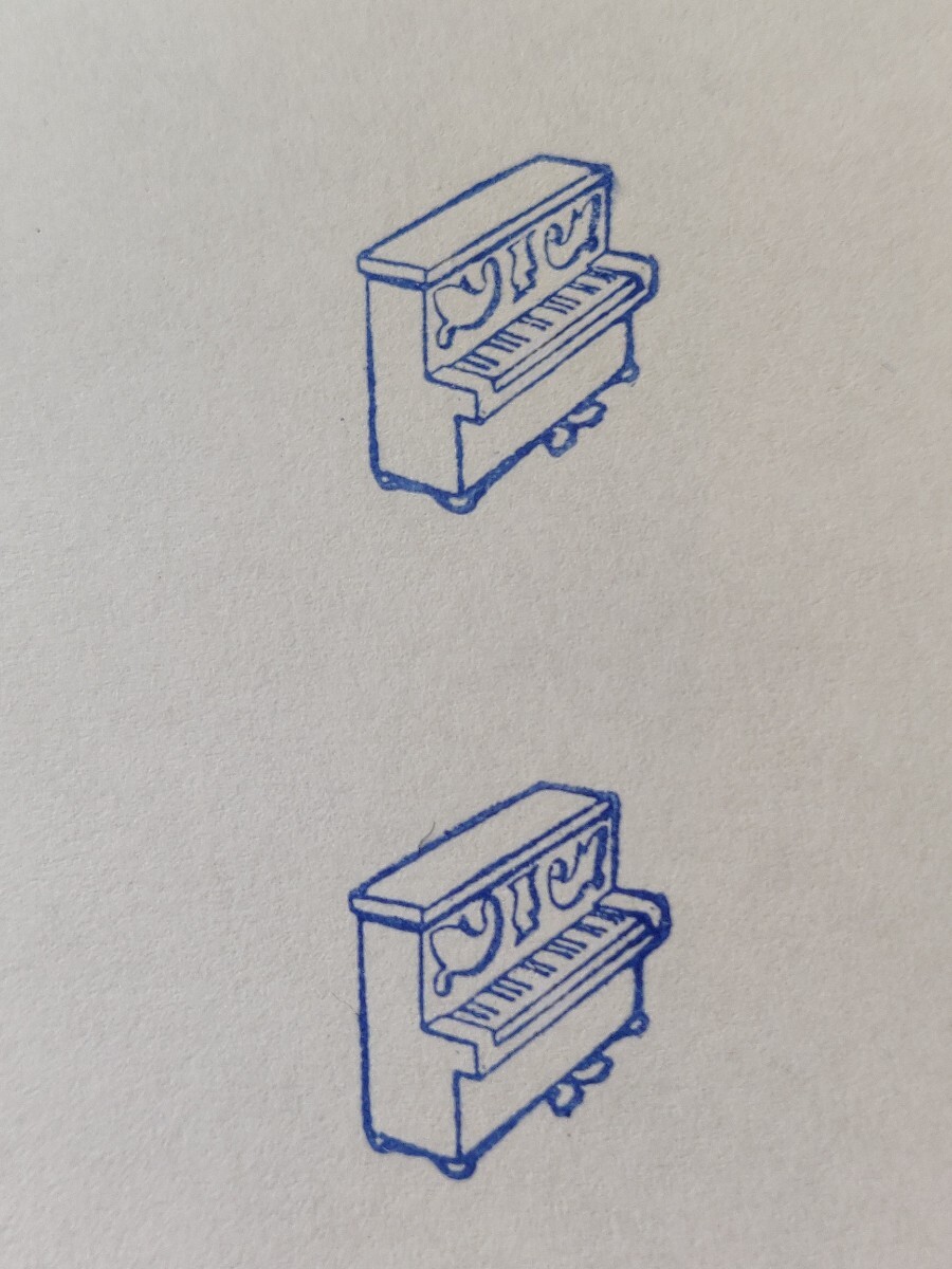 ミニ　アップライトピアノ　ピアノ　スタンプ　フランス　アンティーク　ヴィンテージ　ハンコ　楽器　音楽　イラスト　絵柄　レトロ　雑貨_画像3