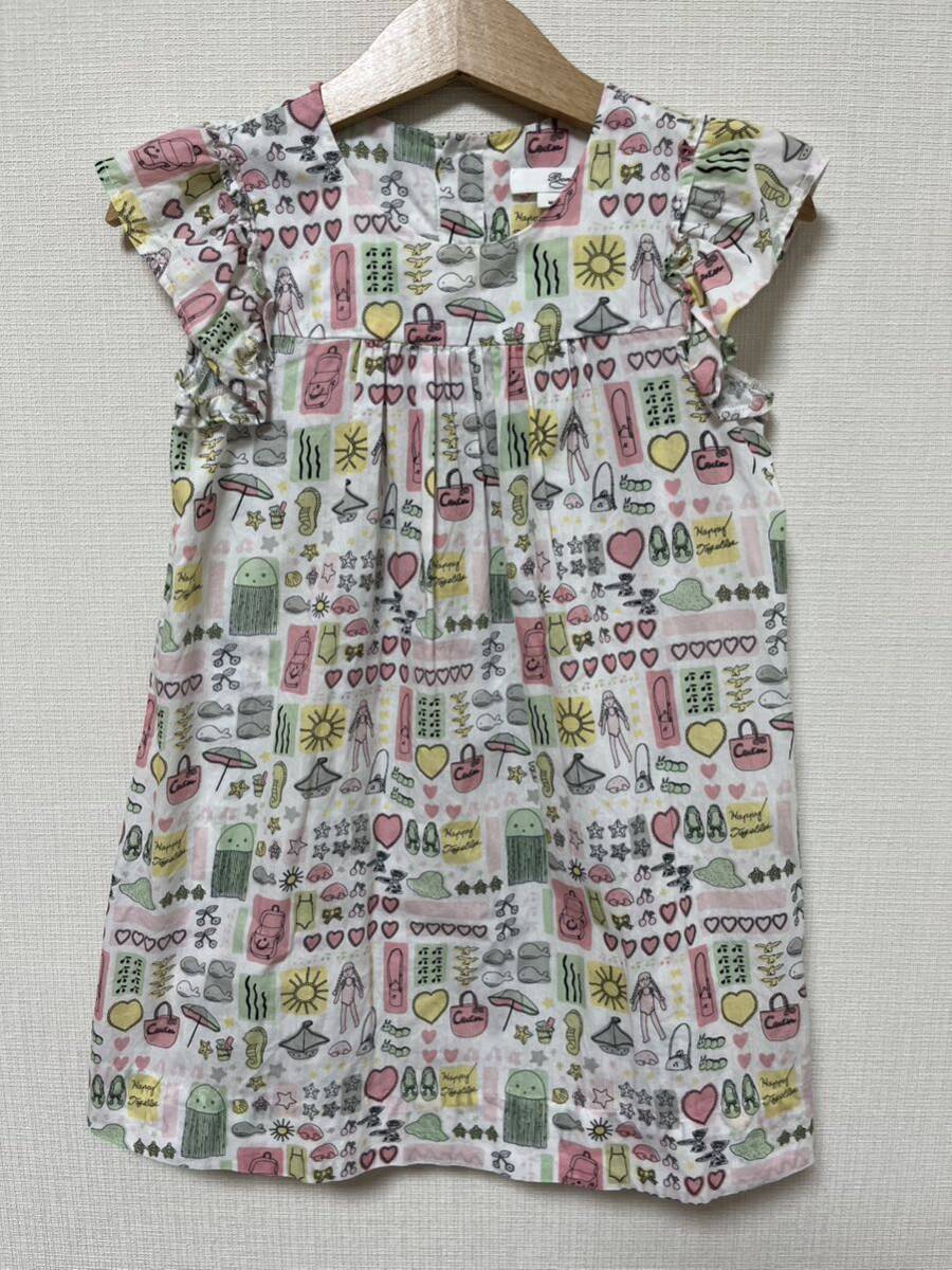 [ child clothes ] Bonpoint One-piece Bonpoint original pattern One-piece French sleeve size 4 used beautiful goods postage included 